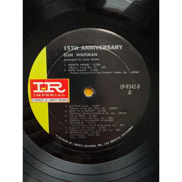 Slim Whitman 15th Anniversary Album / A Travelin' Man LP Imperial Records VG/VG+ - Picture 7 of 11